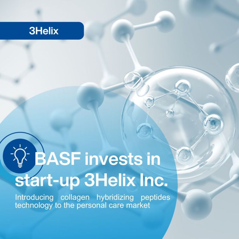 BASF invests in start-up 3Helix Inc. to jointly bring collagen-hybridizing peptide solutions to the personal care market